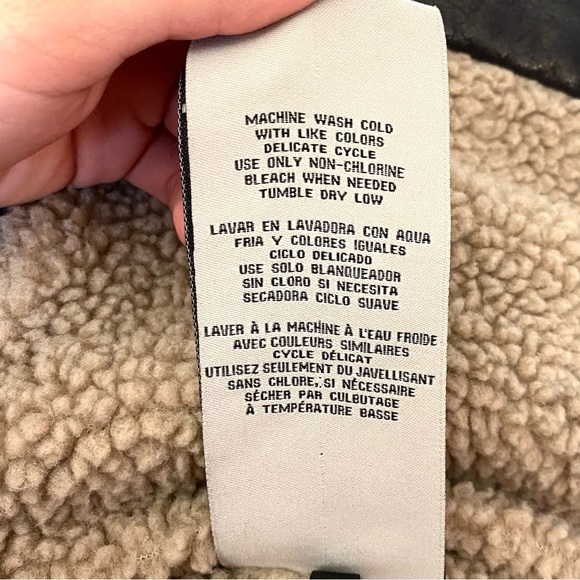 Faux Leather Sherpa Lined Bomber Jacket - Picture 5 of 6